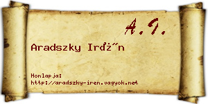 Aradszky Irén névjegykártya